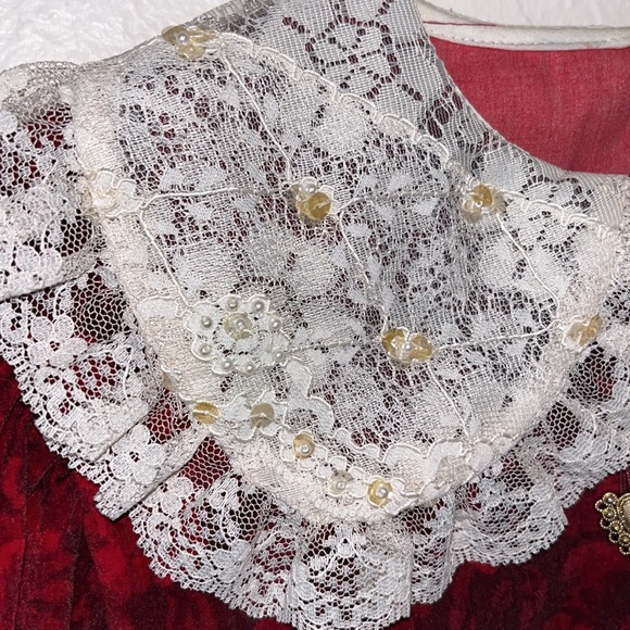 Vintage 90s 80s child cottagecore rose velvet dress vintage Victorian - Picture 4 of 10